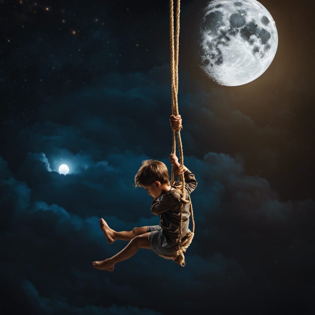 Boy on Moon Swing: Fantasy Photography
