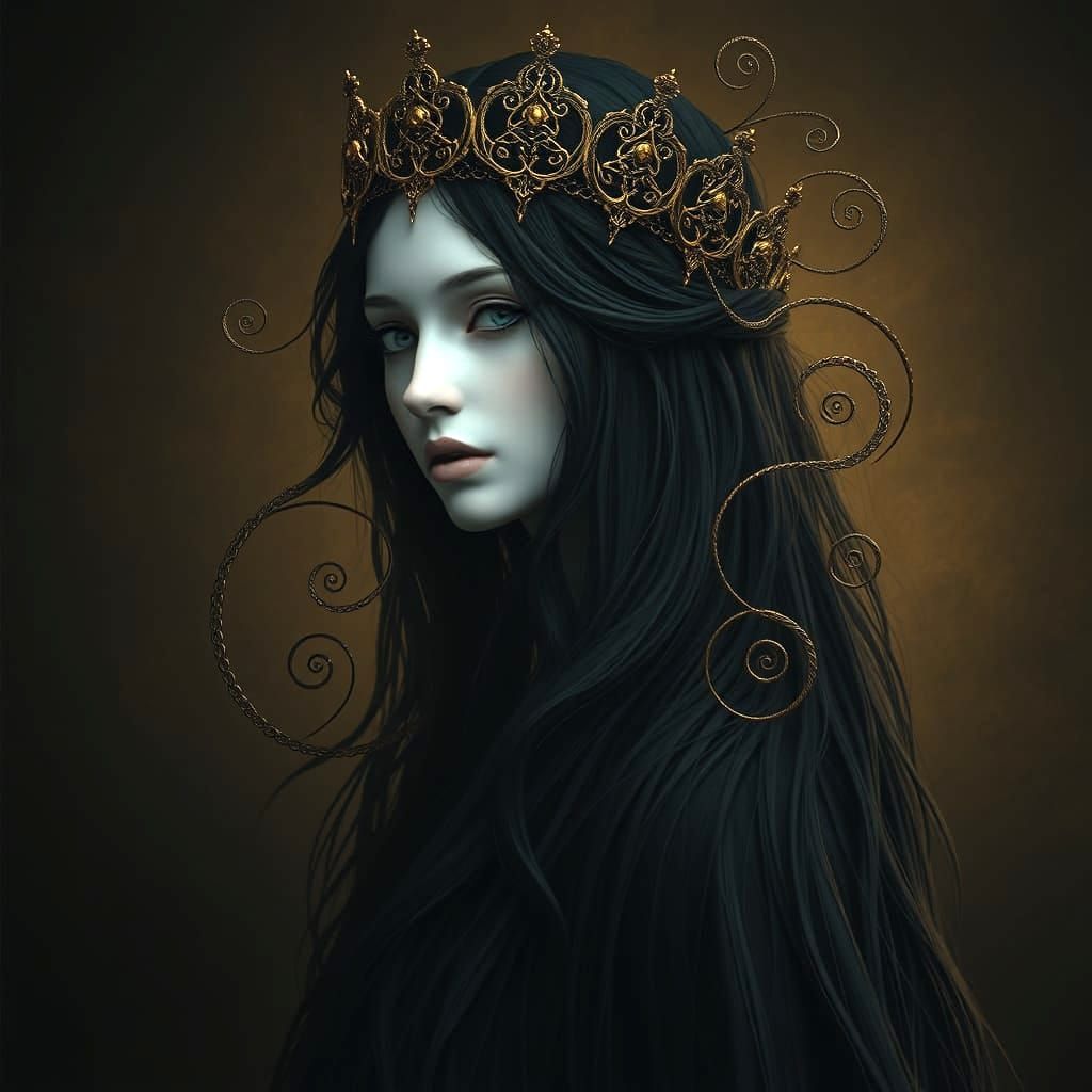 Celtic Goddess in Dark Fantasy Landscape