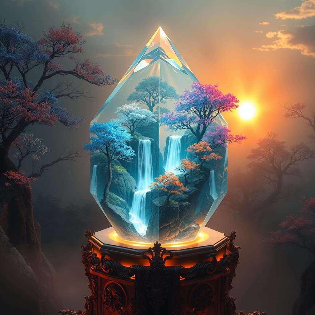 Surreal Crystal Prism in Hyper-Realistic Dreamlike Atmospher...