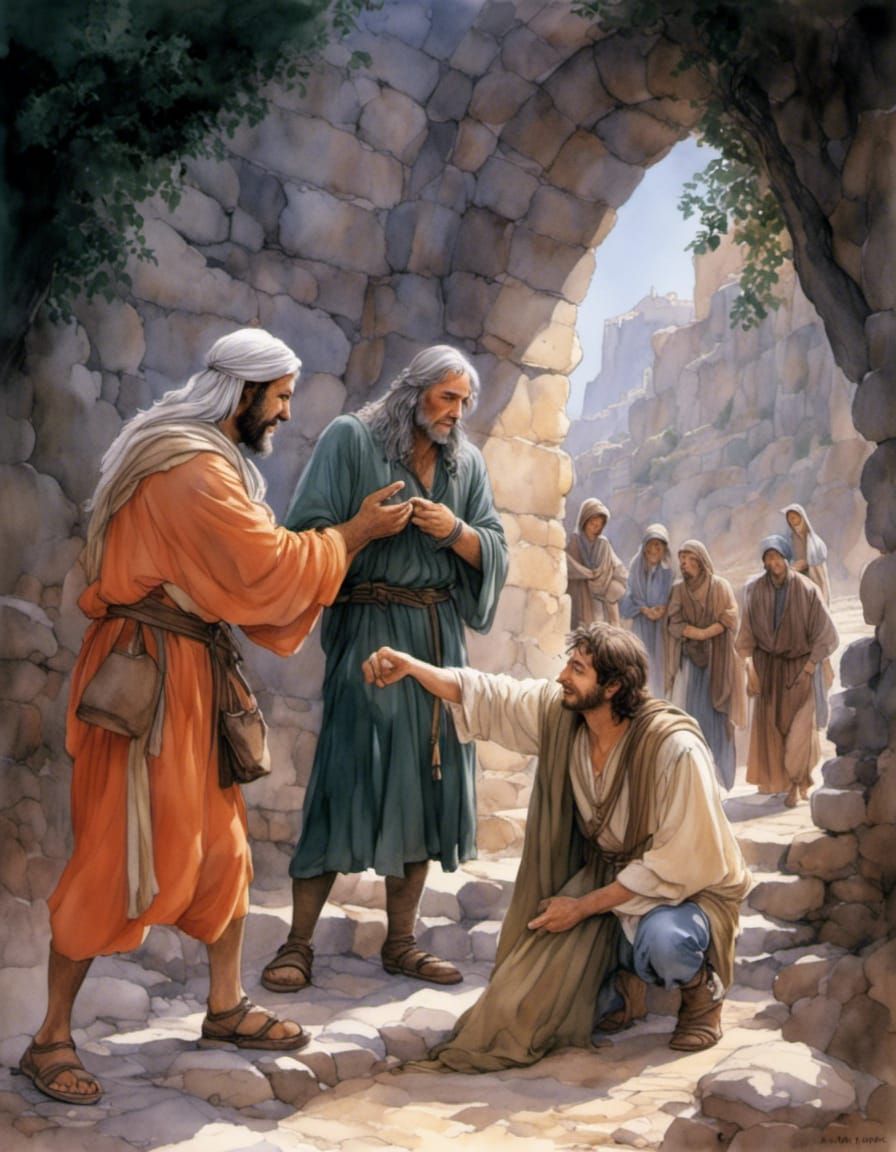 Biblical Scene: Helping a Beggar in Ancient Israel