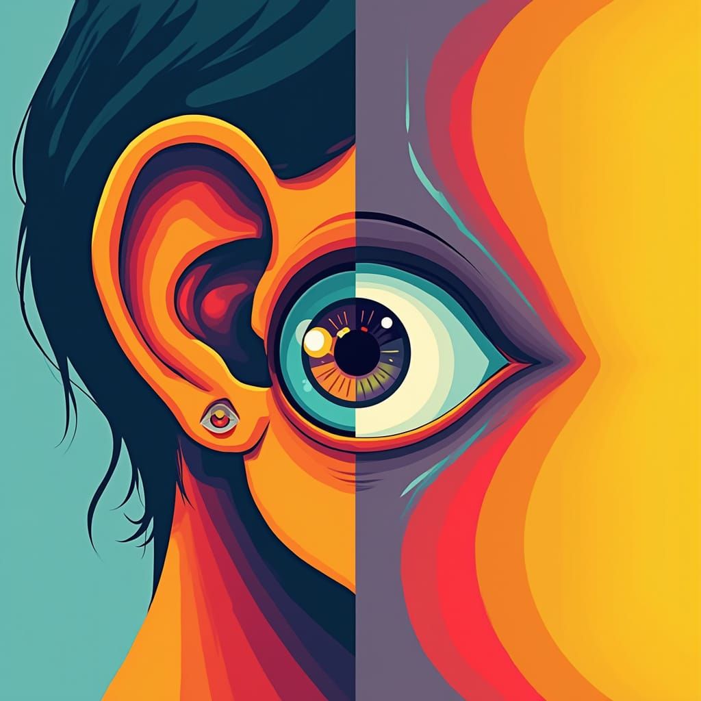 Eye vs Ear: Bold Pop Art Composition