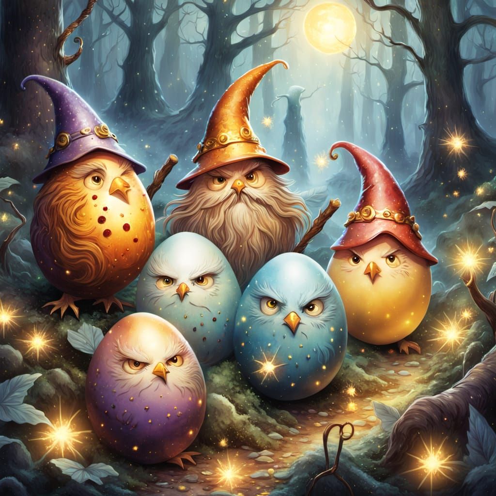 Angry Egg Wizards in Mystical Forest