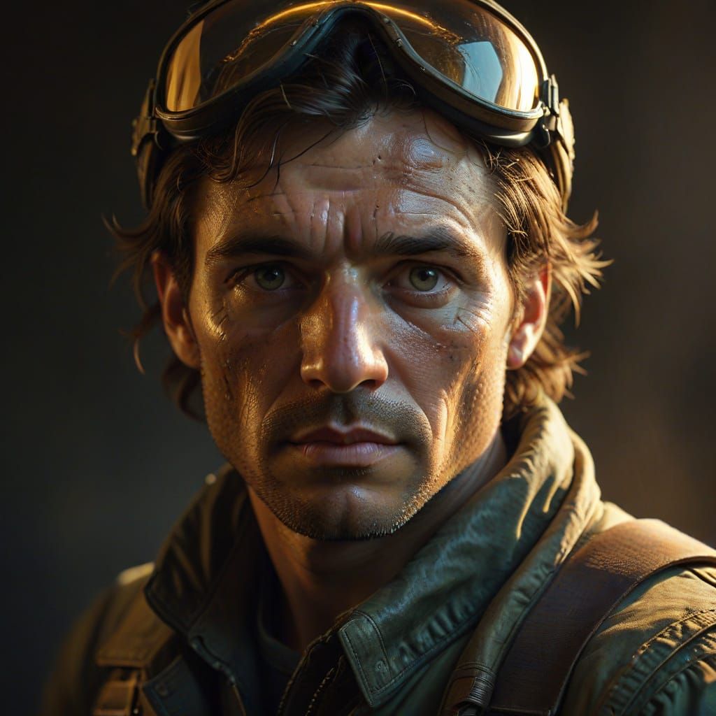 Fighter Pilot Portrait in Baroque Style