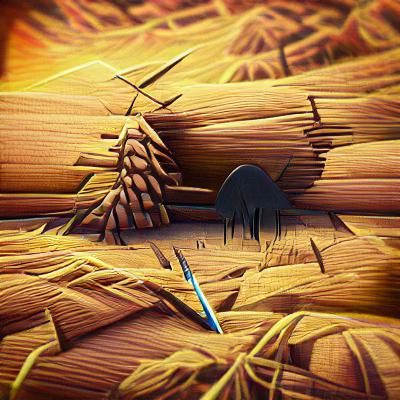 Needle in Haystack Woodcut Artstation Parallax
