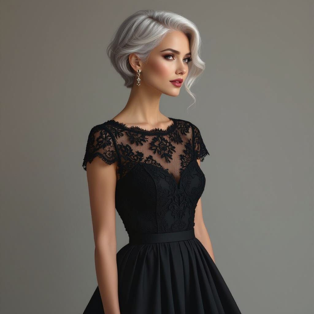 Woman in Lace Dress: Digital Art Portrait