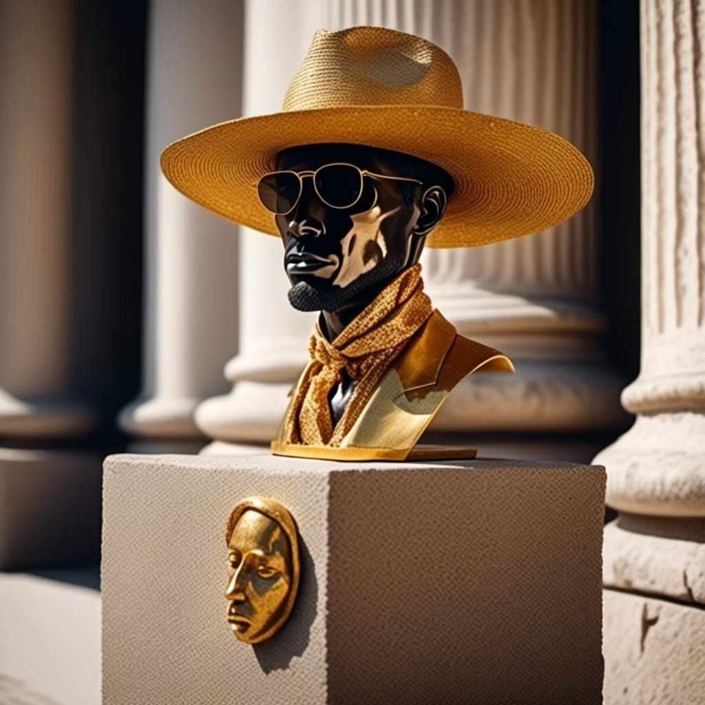 Fedora Hat and Golden Idol Still Life