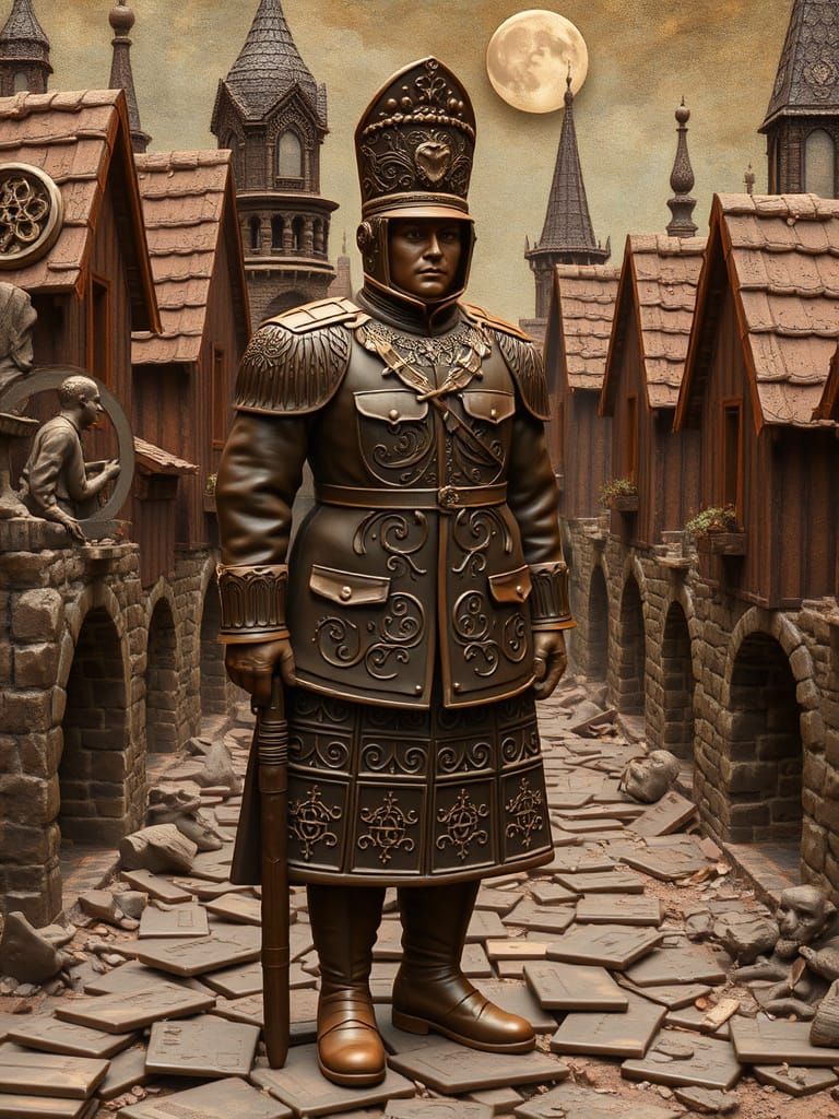 chocolate soldier guarding a chocolate town