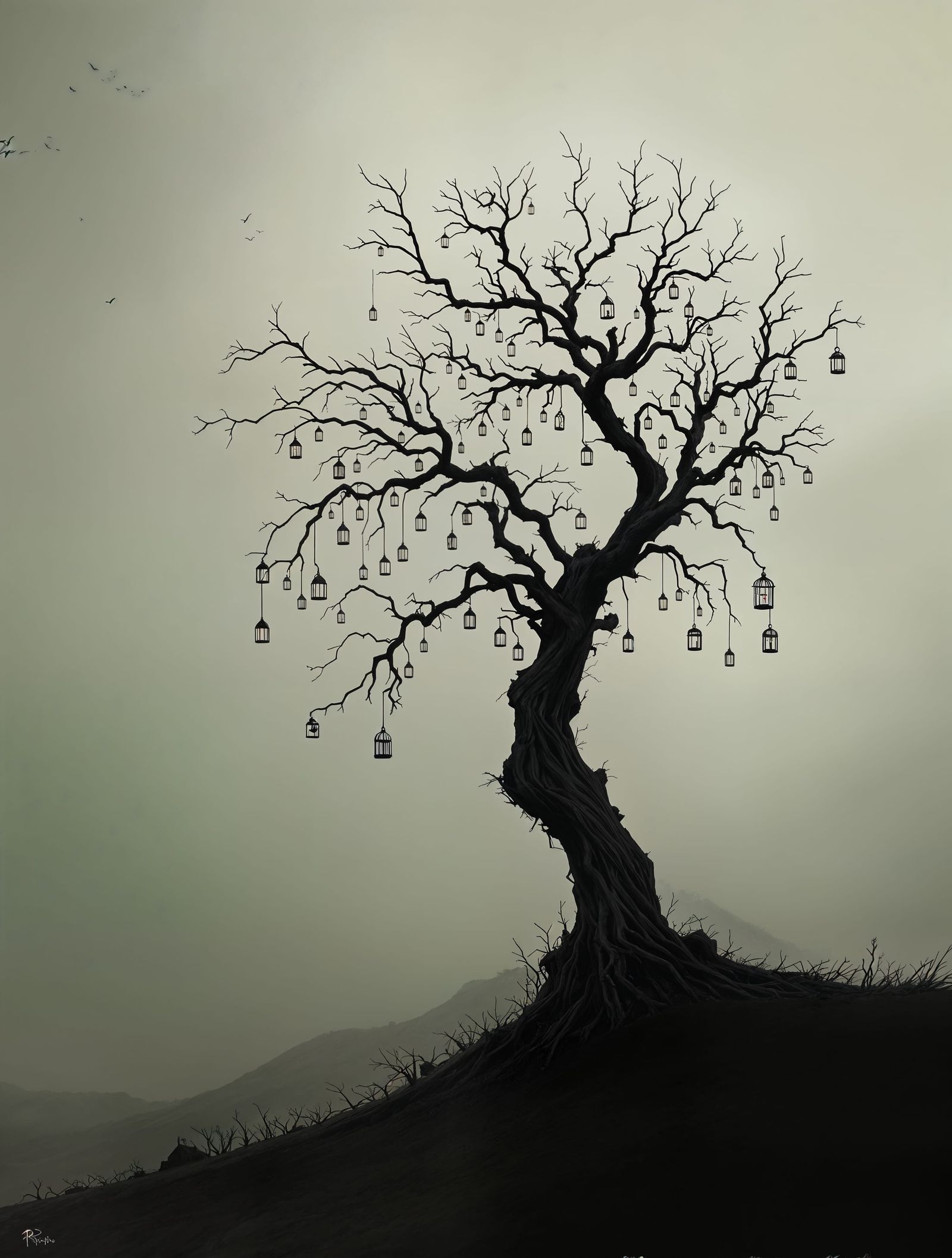 Ethereal Macabre Scene in Romanticism Style