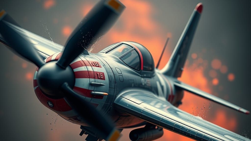 Hyperrealistic Fighter Plane in Dramatic Lighting