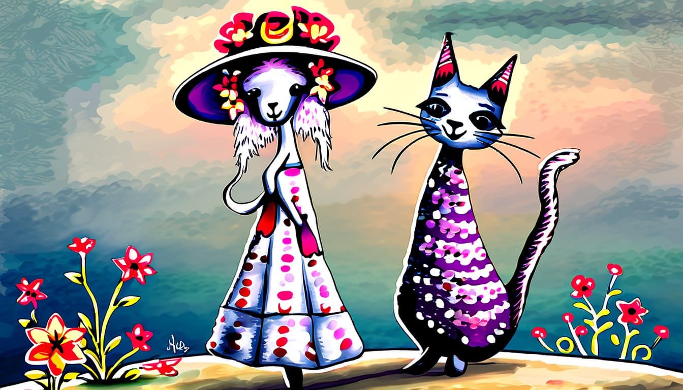 A Baby Llama Strolls Through Machu Picchu in Whimsical Water...