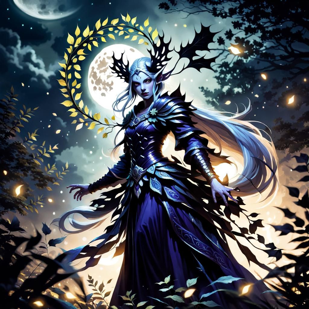 Dark Fantasy Fey Creature Under Pale Moon