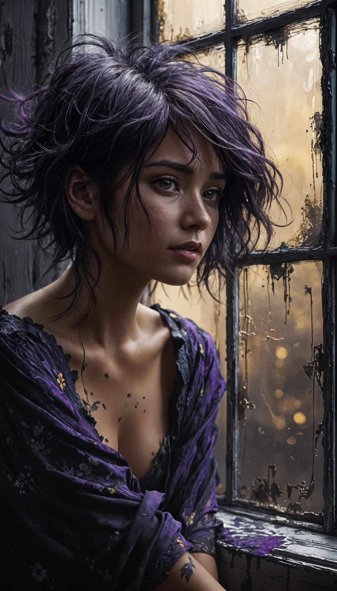 Fantasy Female in Moody Window Scene