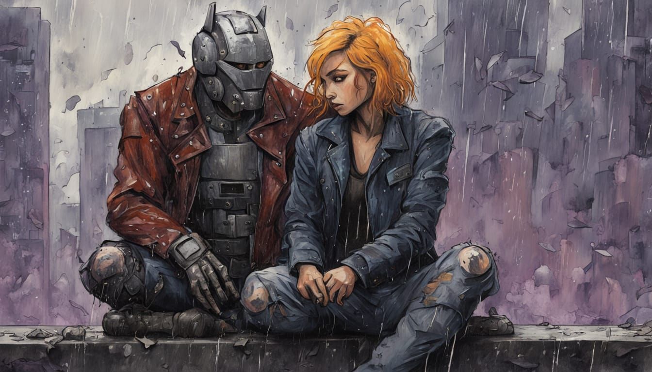 Helping a Cyborg: Zeleznik Style Acrylic Painting