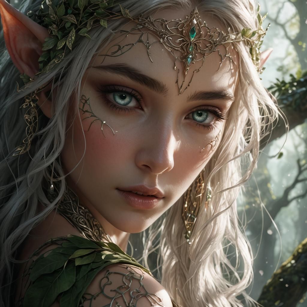 Ethereal Elven Beauty in Detailed Elven Atmosphere
