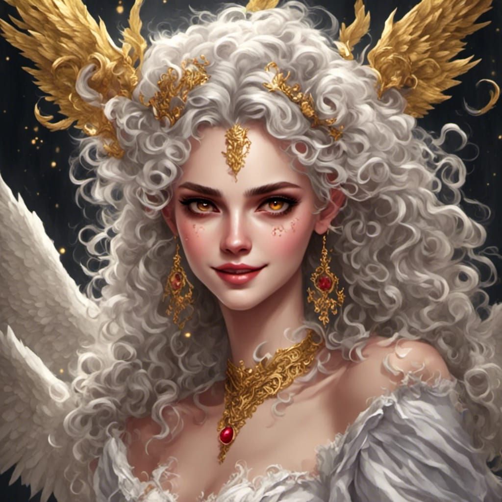 Woman with Golden Eyes and Wicked Smile