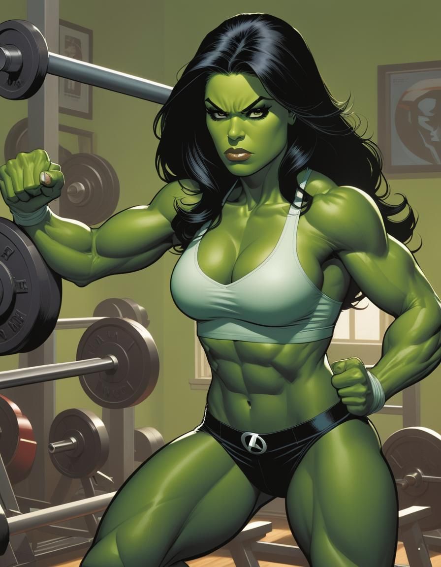 She-Hulk Workout Portrait at Avengers Mansion
