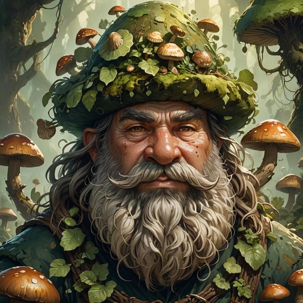 Potato Dwarf with Mushroom Hat: Fantasy Art