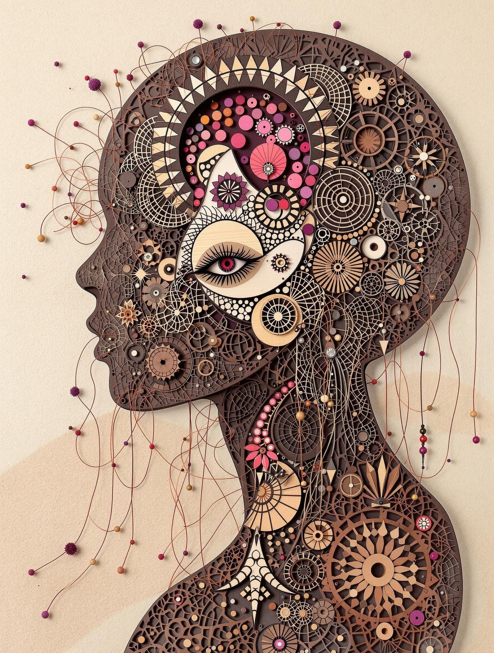 Portrait Embroidery on Lasercut Wood