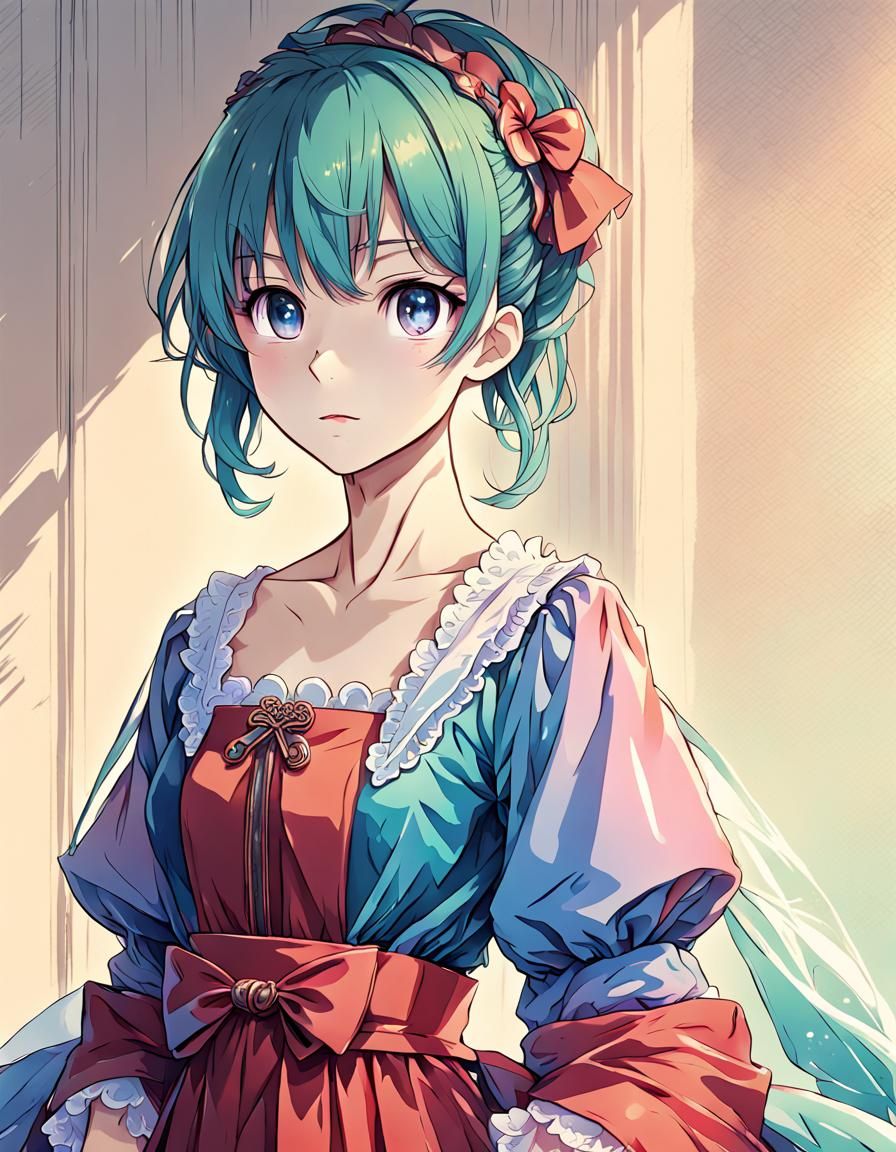 Anime Art: European Dress with Detailed Shading