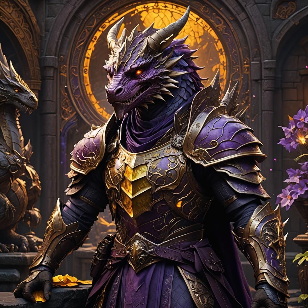 Hyperrealistic Dragonborn in Dark Fantasy Style