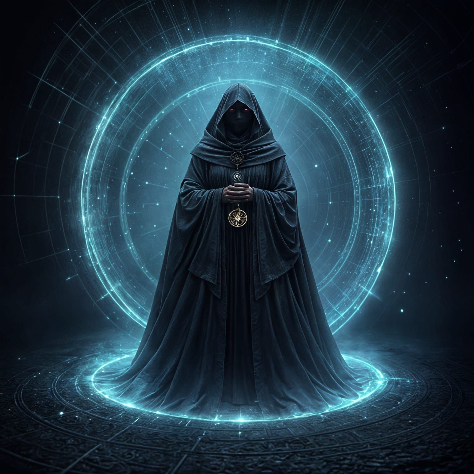 Shaman Navigating DeFi Wormhole in Digital Art