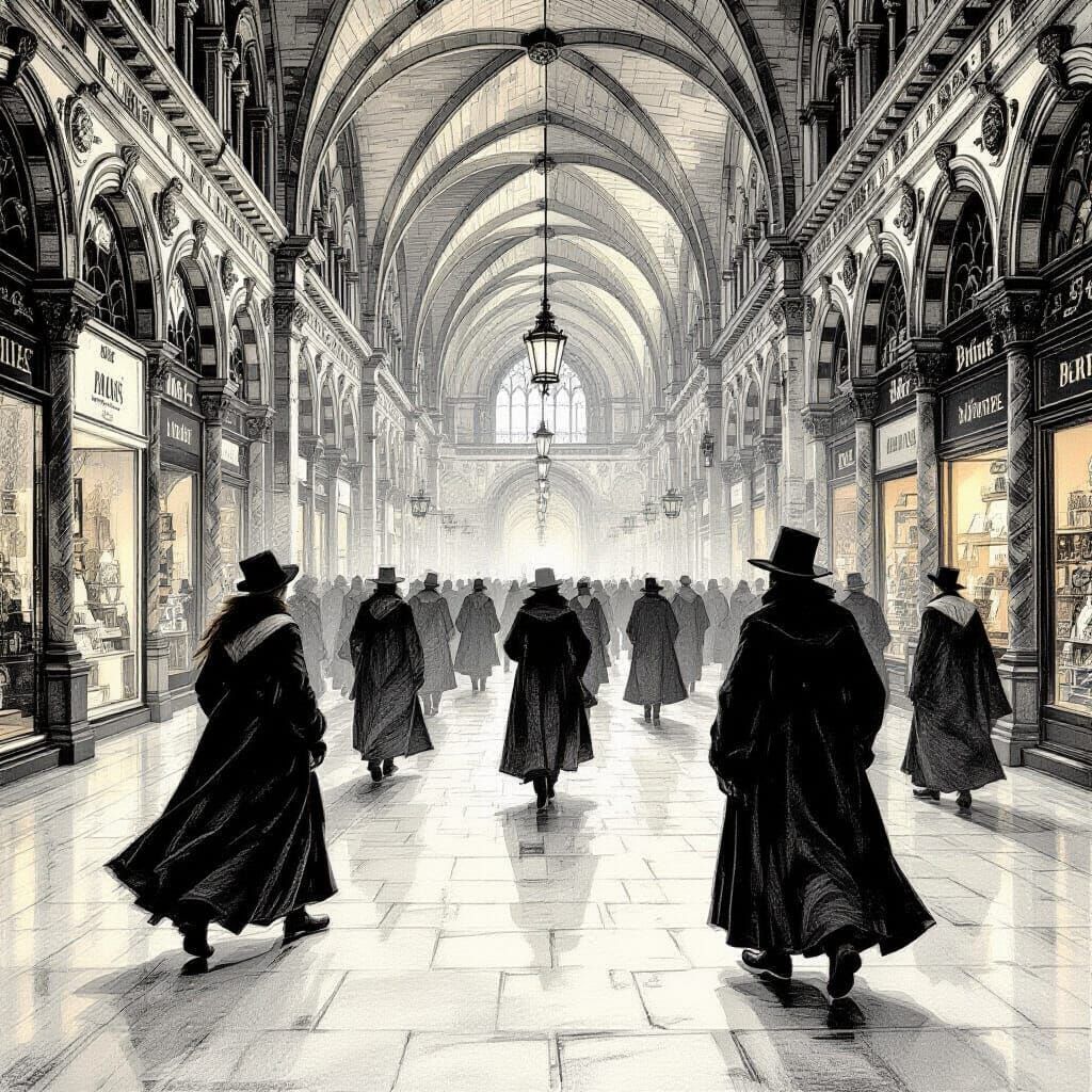 Gothic Mall Scene in the Style of Dürer