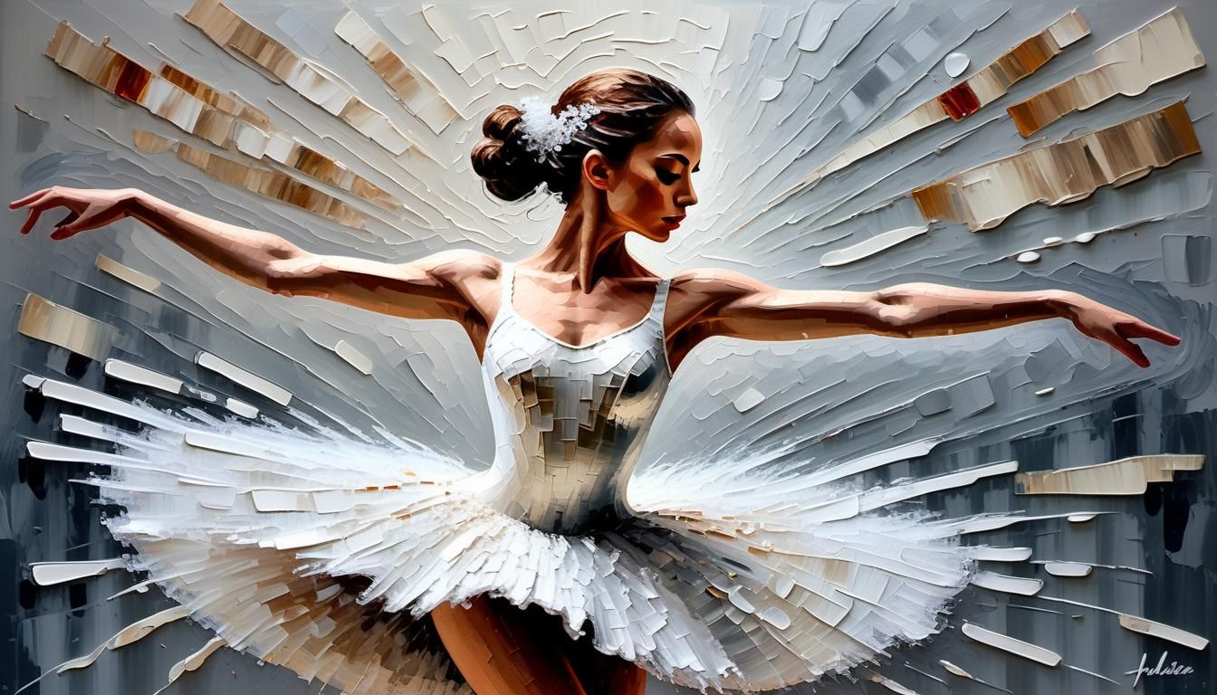 Ballet Dancer in Impasto Style with Volumetric Lighting