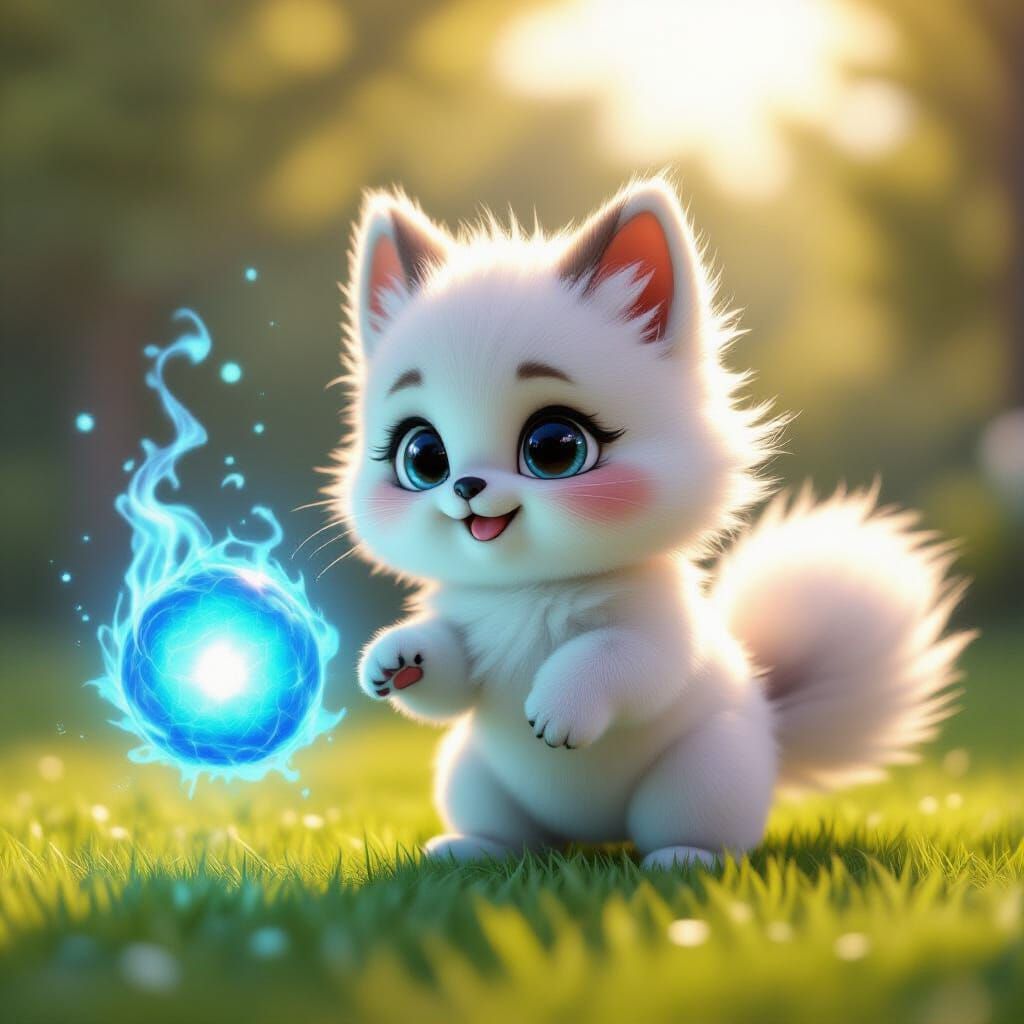 Cute Alien Creature with Dog and Cat Features