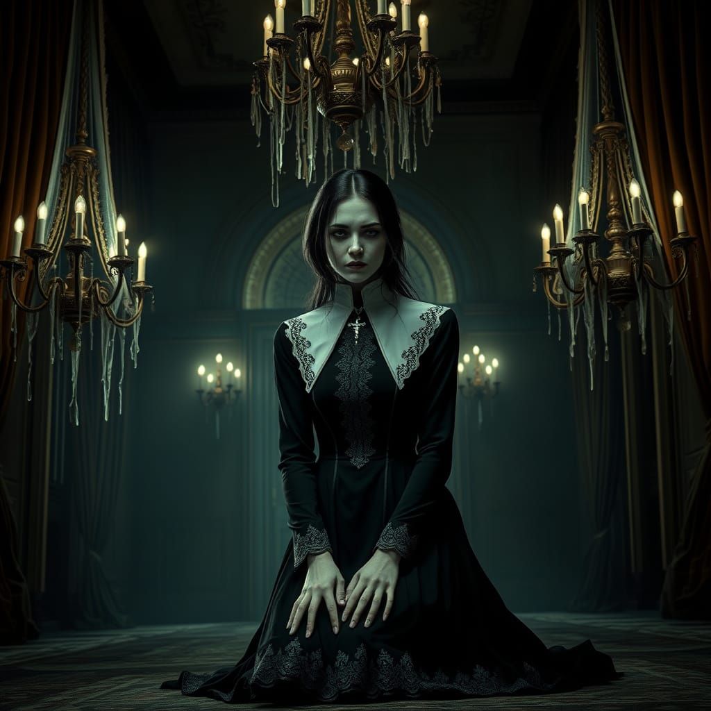 Mourning Servant in a Haunted Mansion