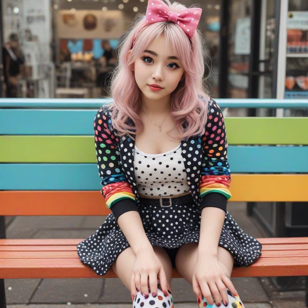 Cute Gamer Girl in Polka Dot Comic Style