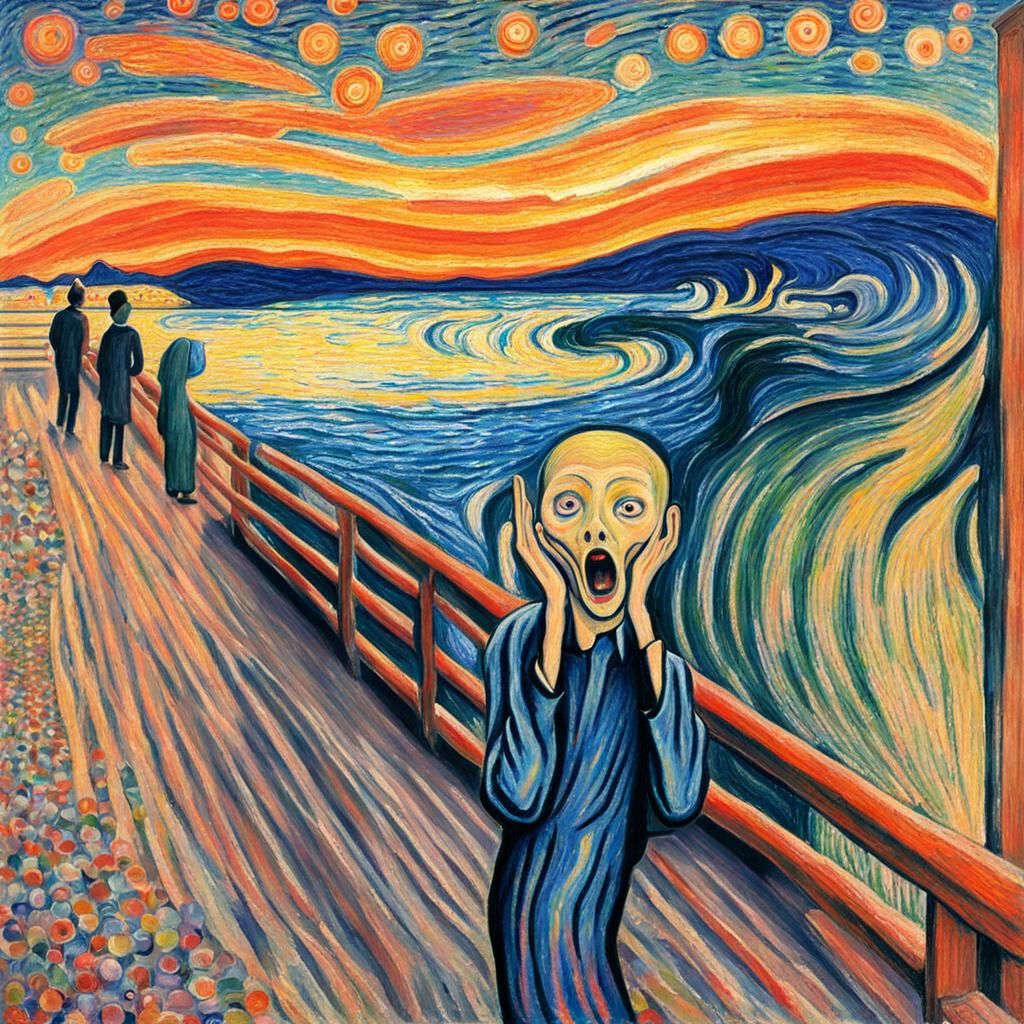 Edvard Munch's The Scream in Pastel Pointillism