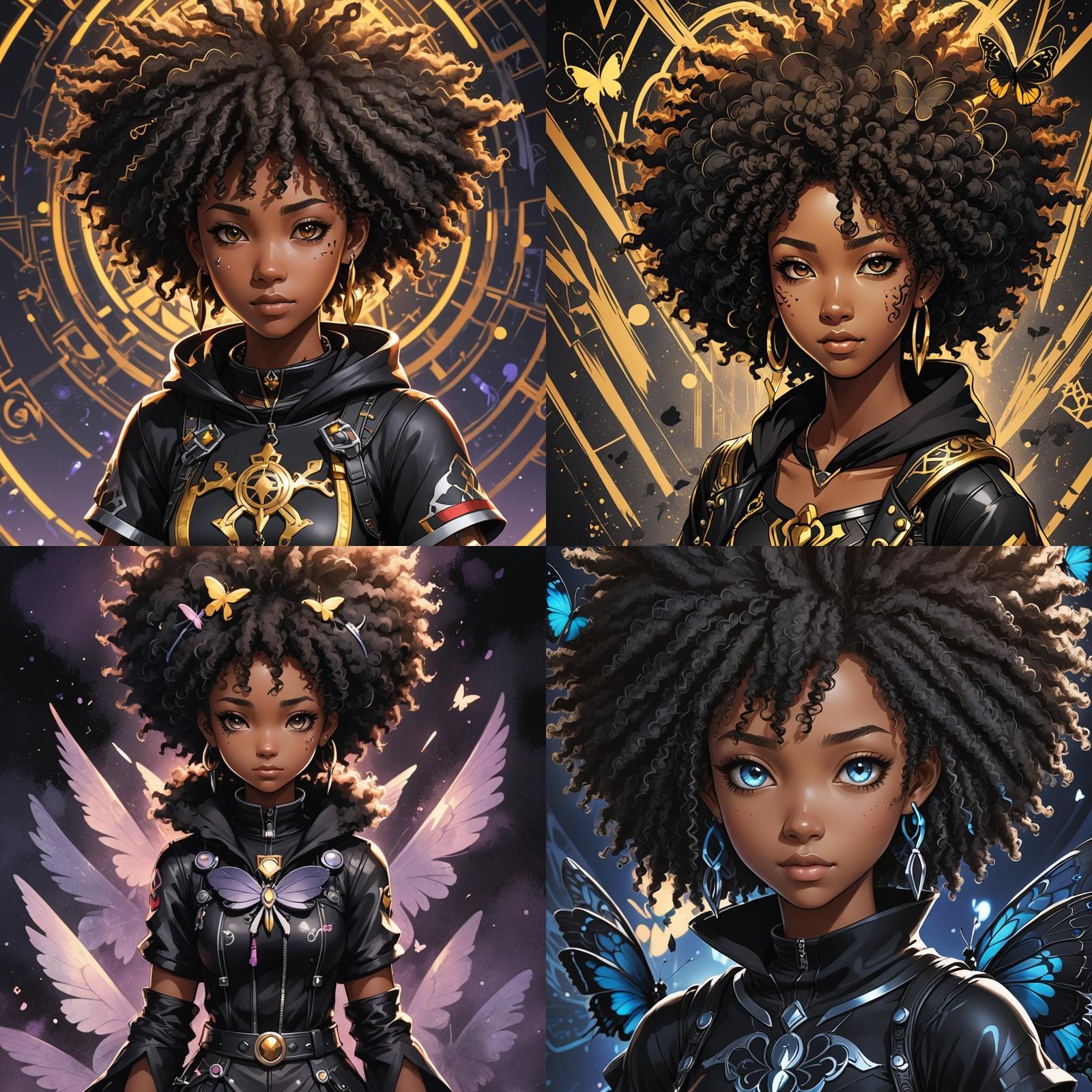 Blasian Girl in Butterfly Kingdom Hearts Anime Style