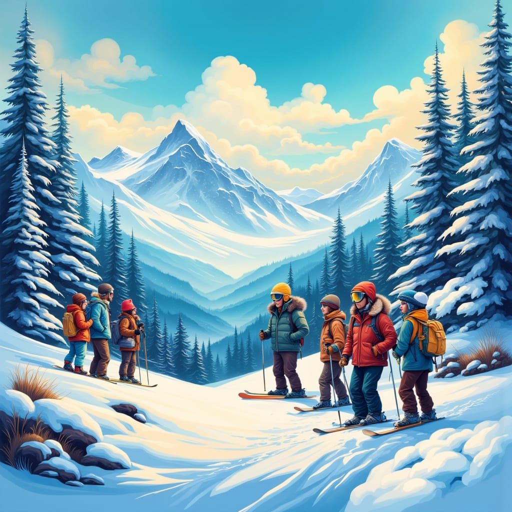 Friends Ski Vacation in Swedish Mountains