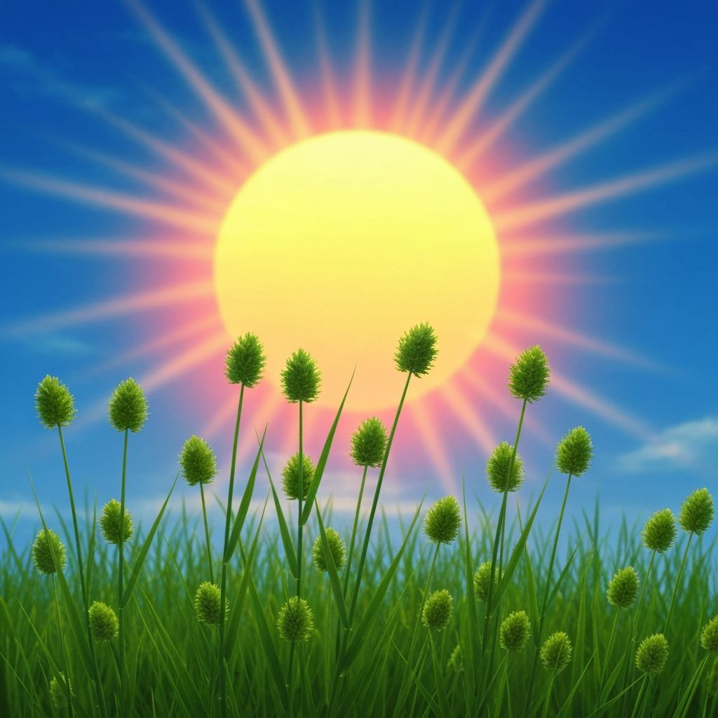 Luminous Green Grass Under a Radiant Sun