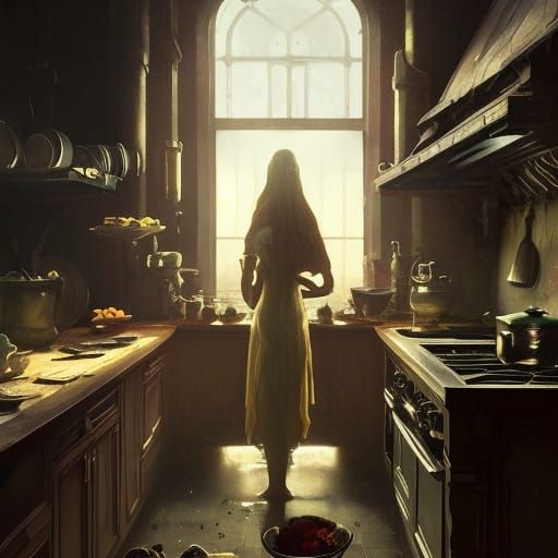 Dark Fantasy Kitchen Concept Art in 8K