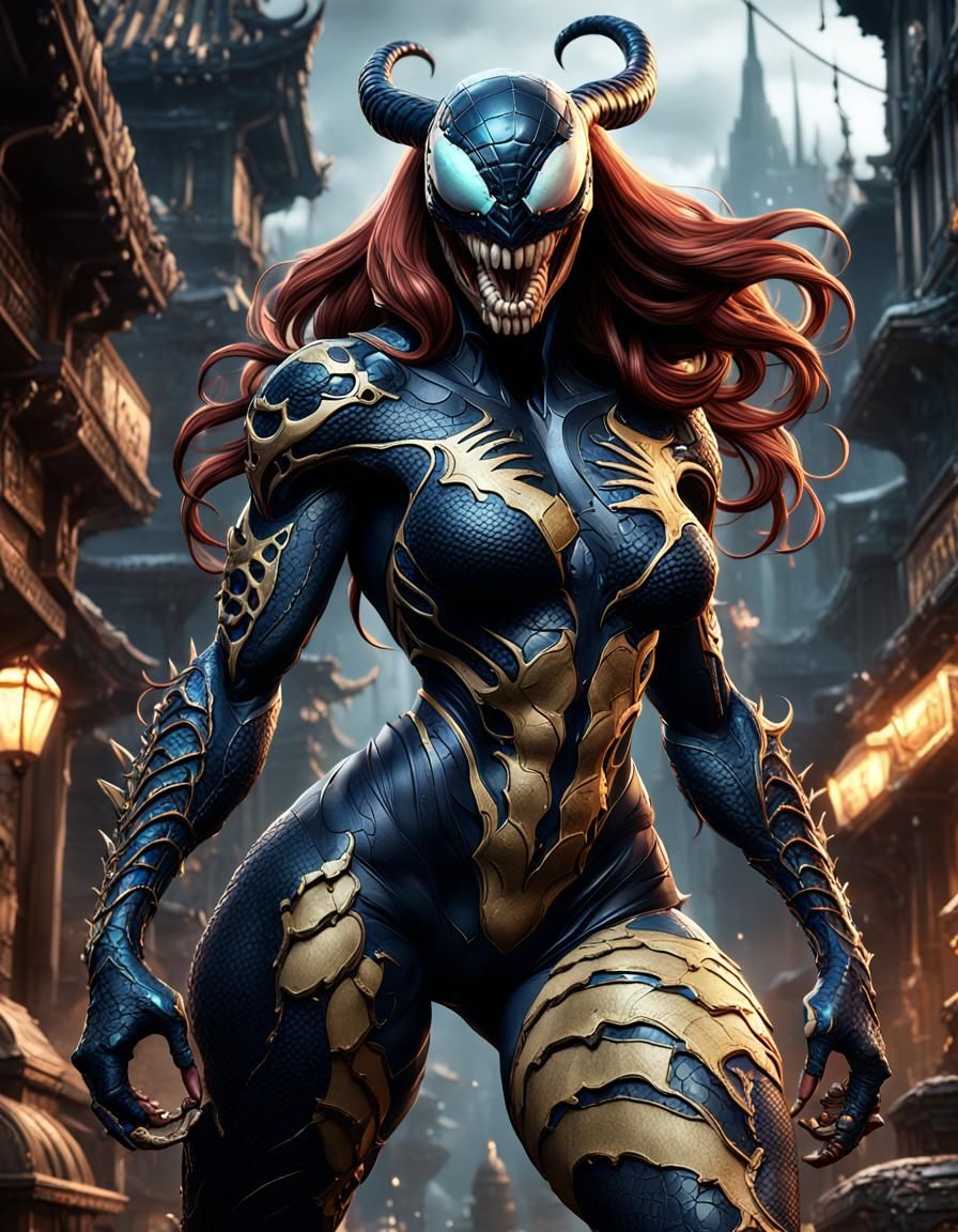 Detailed Female Venom Concept Art