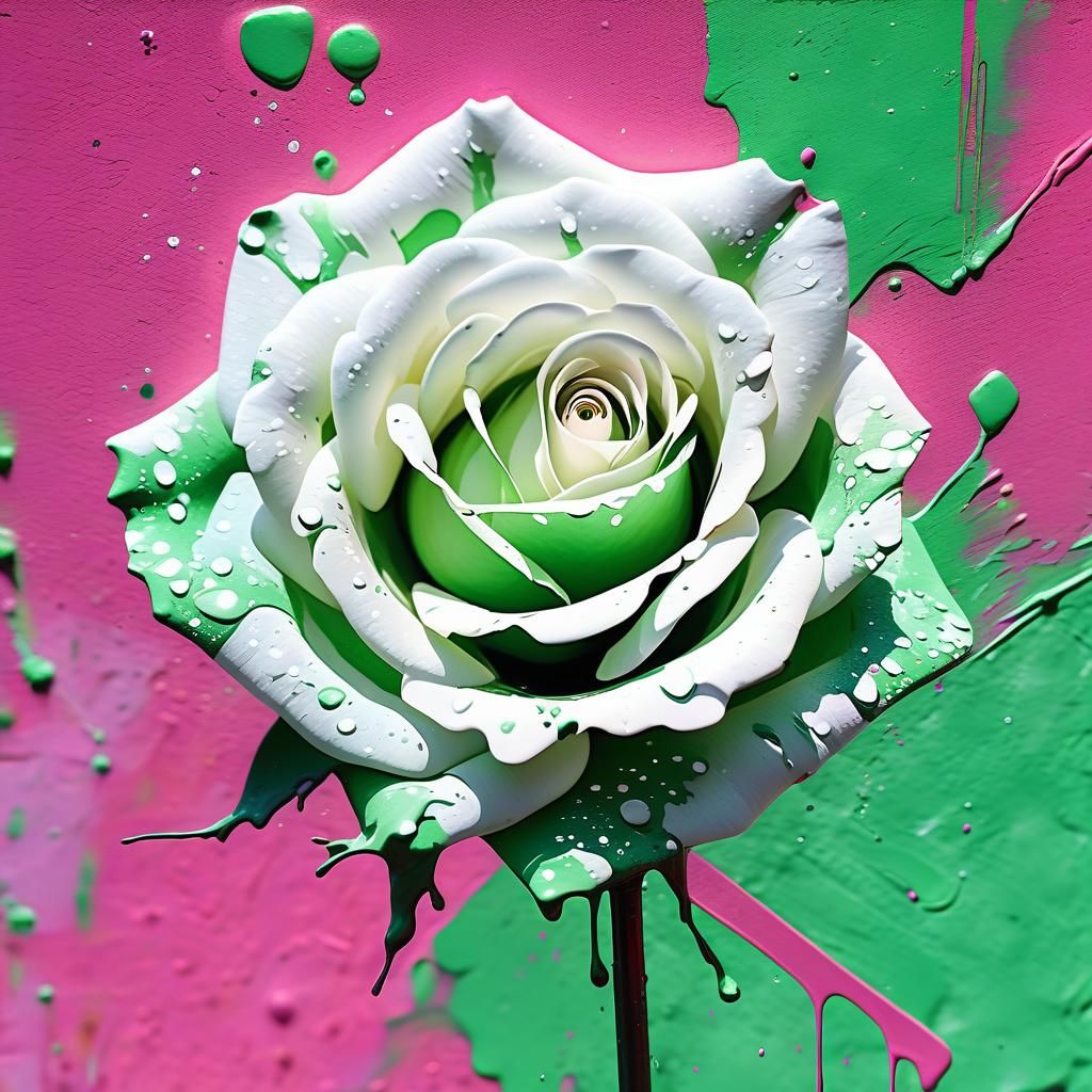White Rose in Vibrant Graffiti Art Style