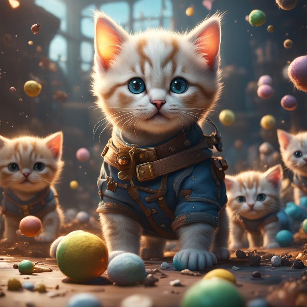 Kittens Play With Diapers: Fantasy Concept Art