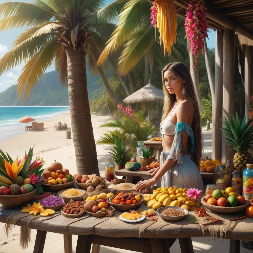 Tropical Beach Food Vendor Concept Art