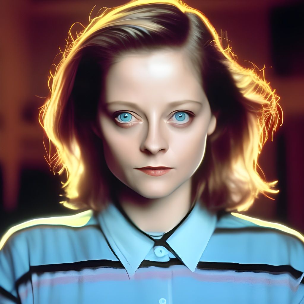 Young Jodie Foster Portrait in Synthwave Neon Retro Style