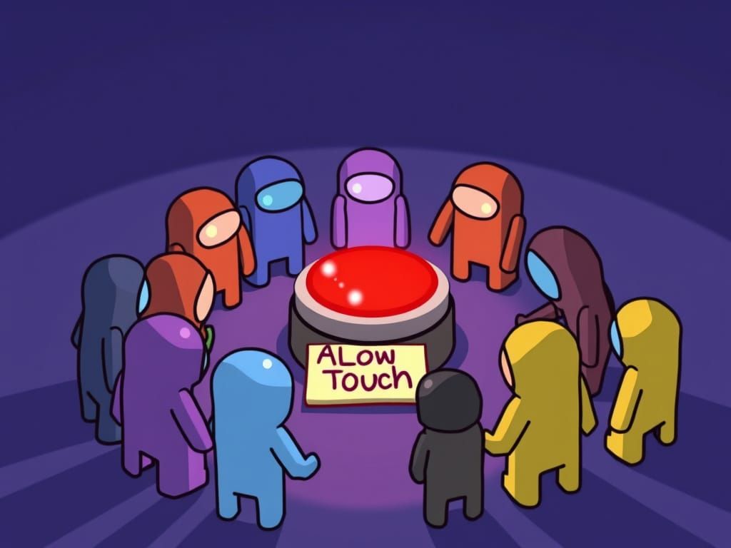 Among Us Crewmates Gather to Vote Out the Impostor in a Colo...