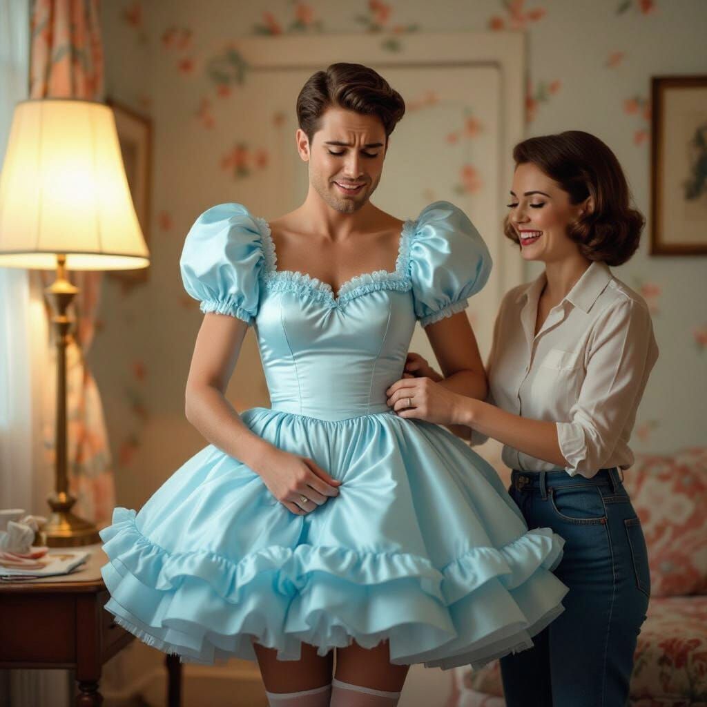 Man Cries in 1960s Feminine Room While Crossdressed