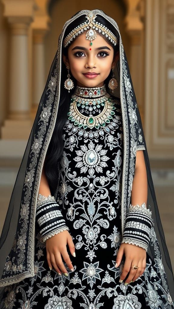 Majestic Islamic Royal Bridal Gown with Intricate Jewels and...