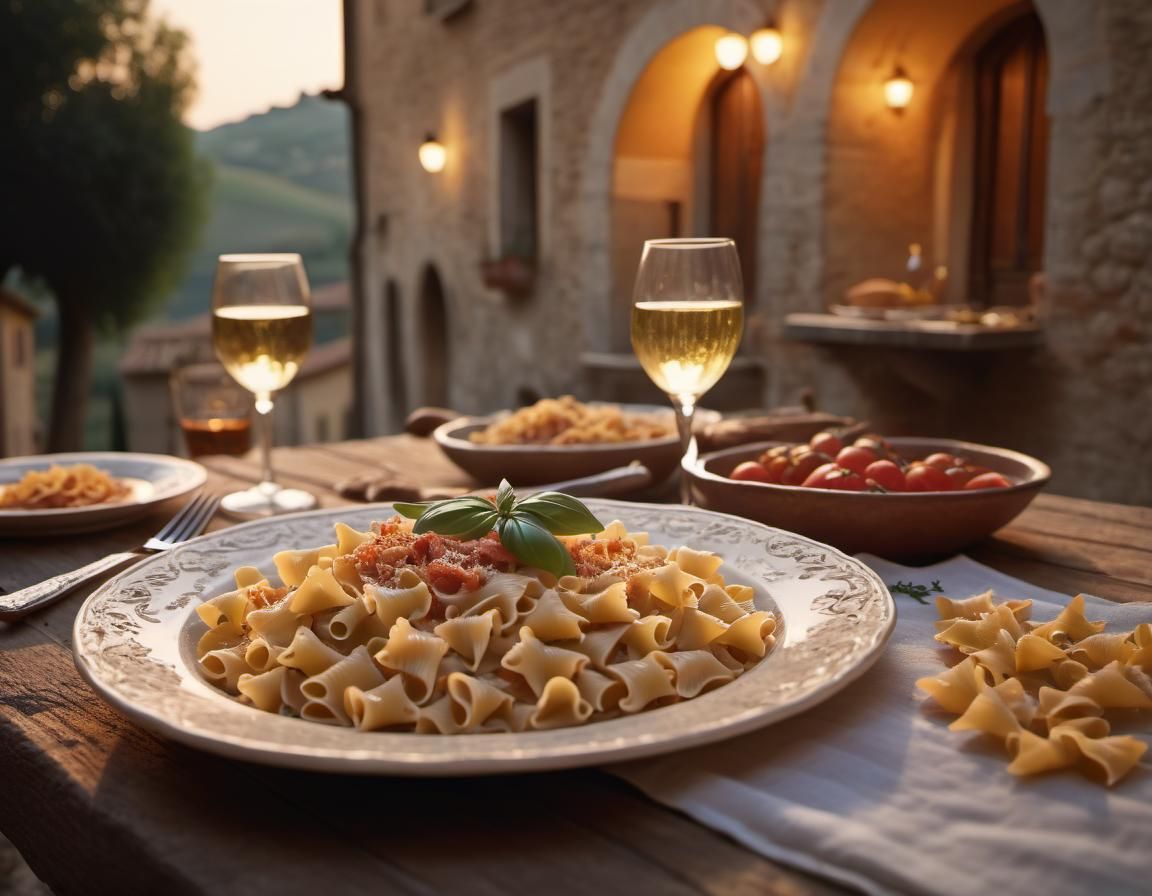 Tuscan Alfresco Meal with Farfalle Pasta