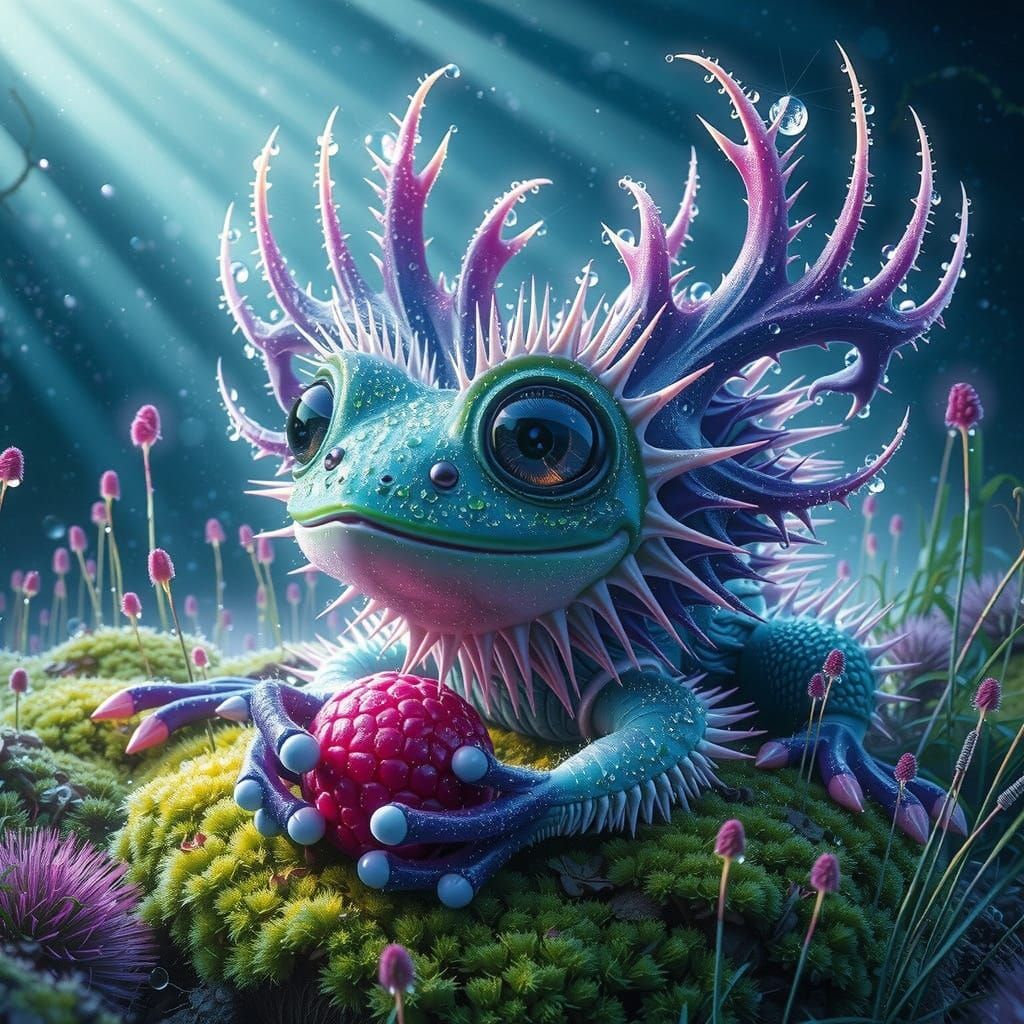 Adorable Frog-Tortoise Creature in Magical Forest