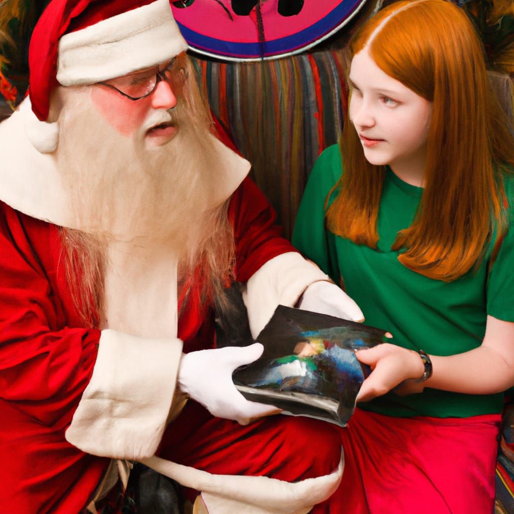 Santa Claus Presents a Gift