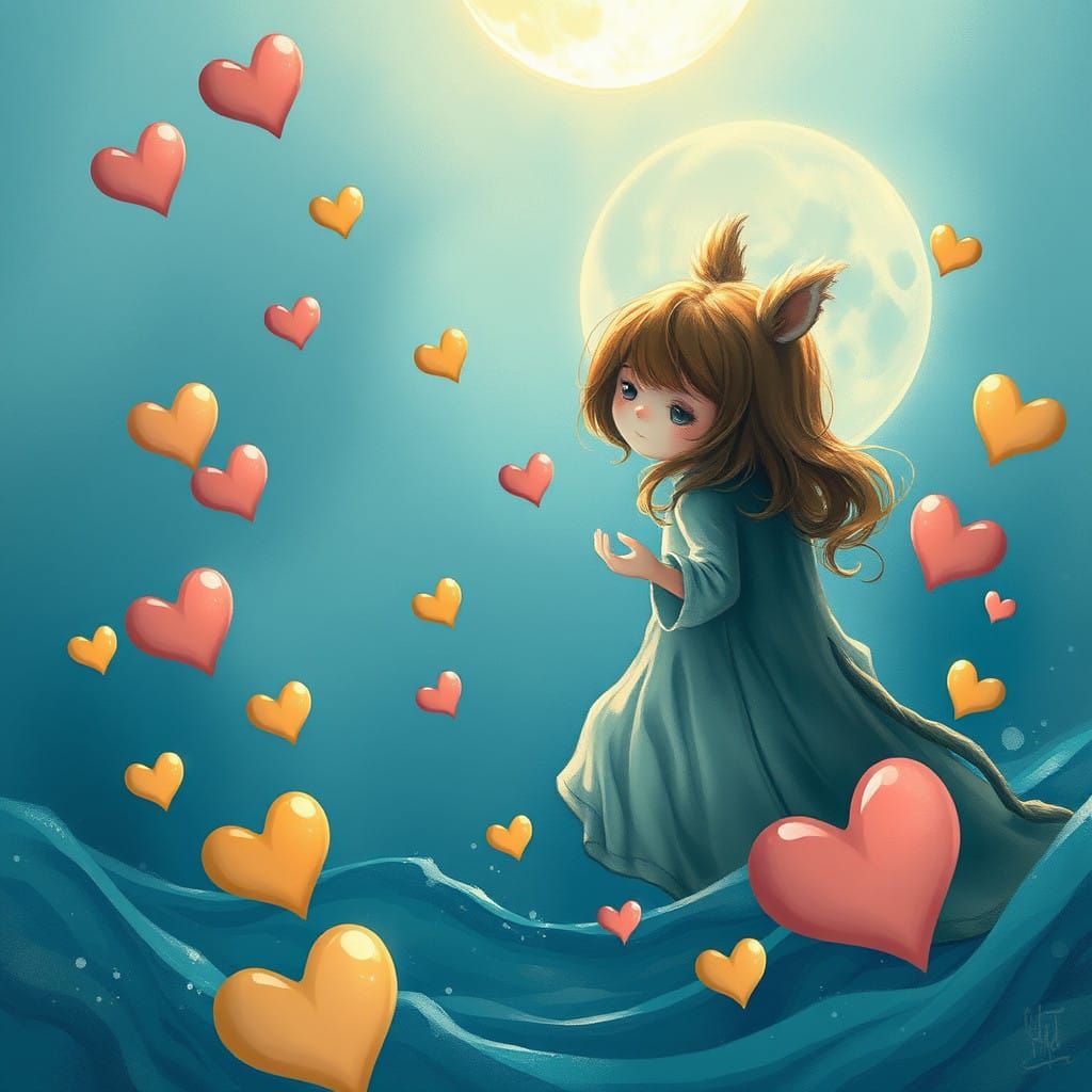 Digital Acrylic Watercolor of a Lovely Whale in the Ocean, S...