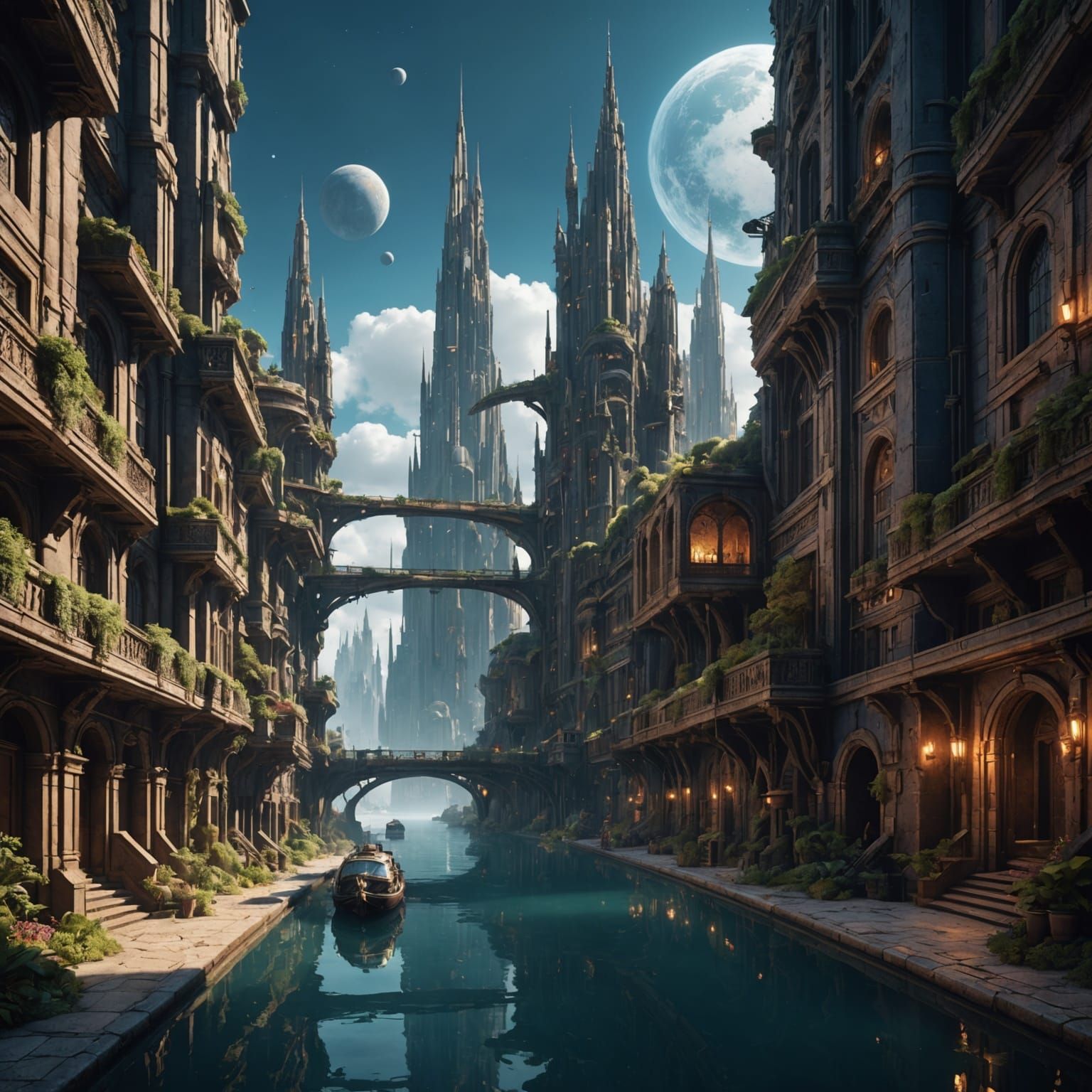 Fantastical Space City Concept Art