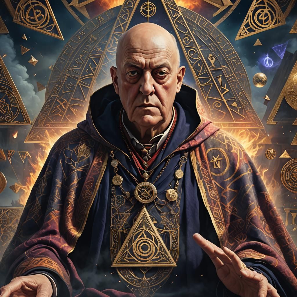 Crowley and LAM: Mystical Symbols in Vibrant Digital Art