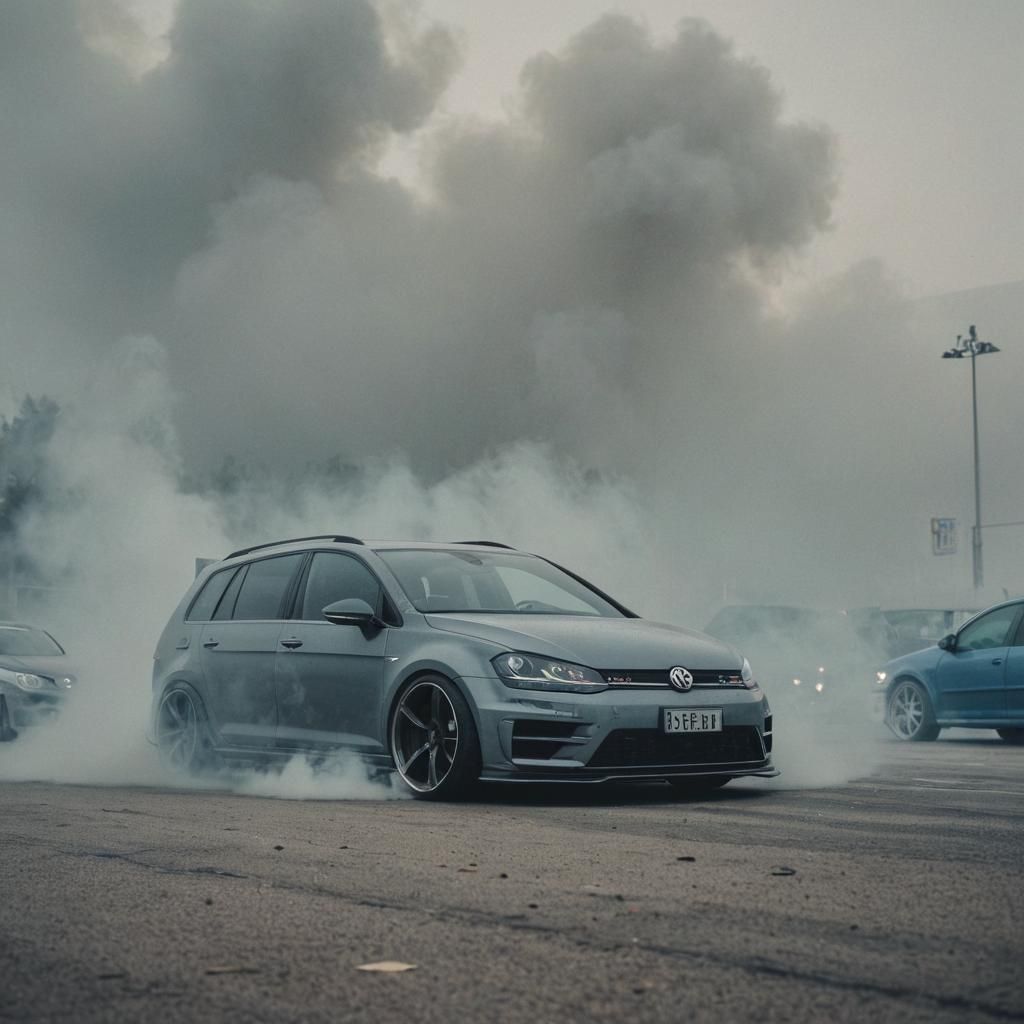Modified VW Golf 7R Burnout: Cinematic Film Still